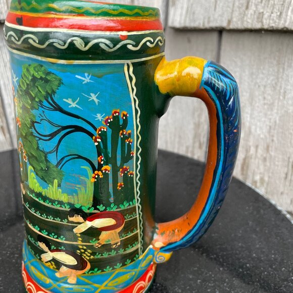 Isidoro Mexico Painted Stein Terracota Pitcher Magnet Wooden Spoon Floral Set - Picture 8 of 16